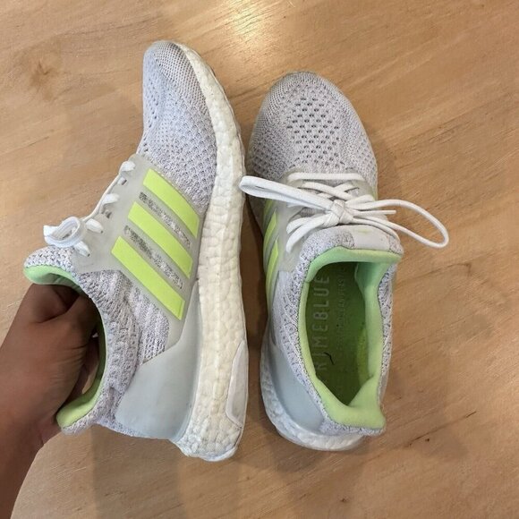 Adidas Primeblue Sneakers Womens Sz 6.5 White Green Stripe Running Shoe Athletic - Picture 7 of 9